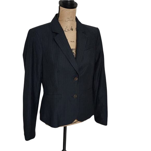 Calvin Klein Academia pin striped Tailored Fitted Blazer Jacket Size 8 Medium - Picture 1 of 6